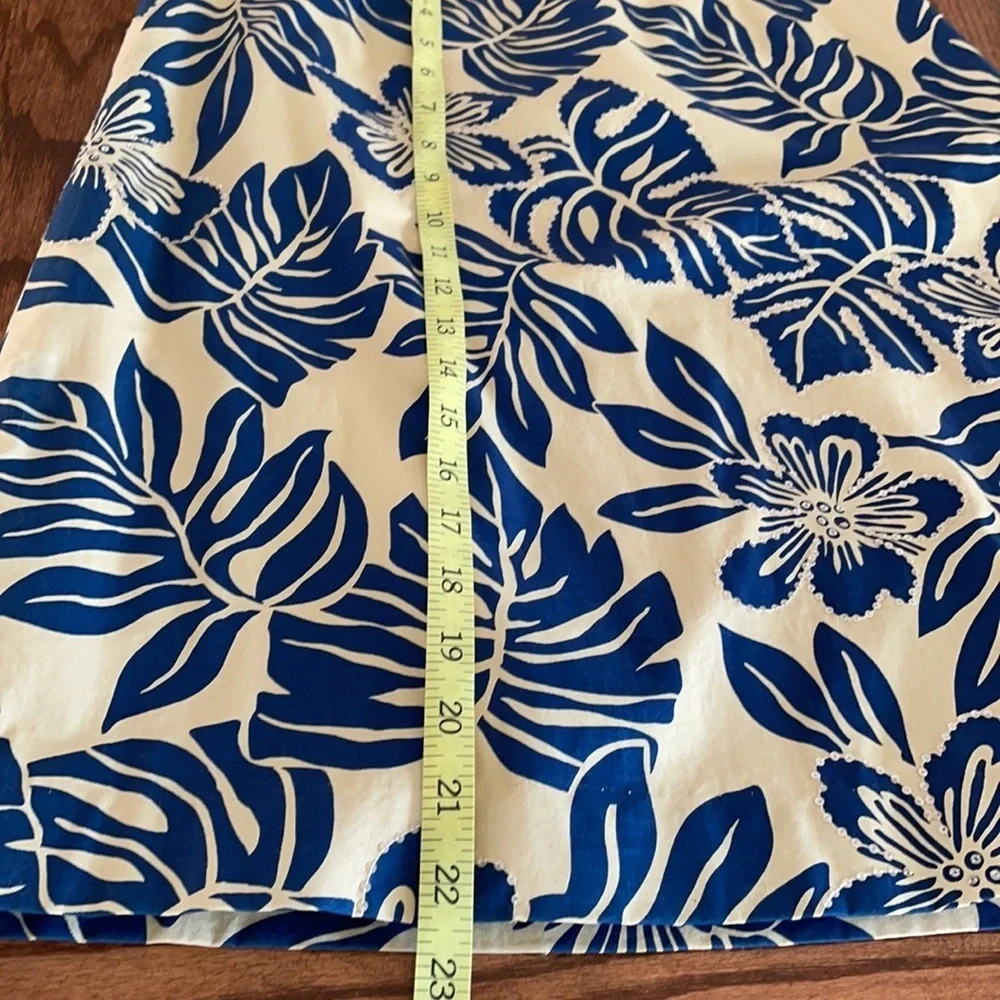 TALBOTS Mini pencil SKIRT leaf motif / outlined sequins Cotton stretch zipped 8